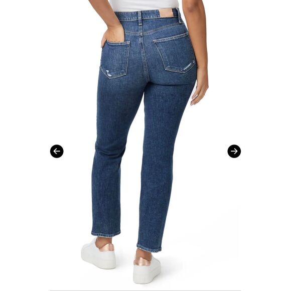 PAIGE $249 Knockout Distressed High Rise Straight Leg Jeans Womens 33 NEW - Picture 4 of 5